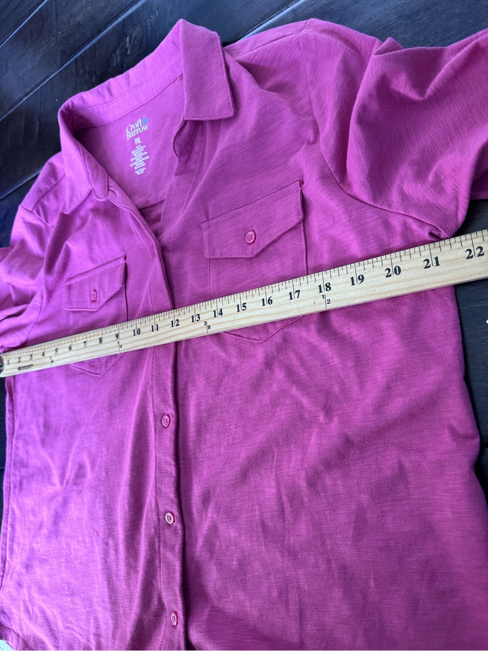 ❤️3/$30 New With Tags! Croft & Barrow Knit Roll-Tab Utility Shirt Chloe Pink PXL - Picture 6 of 8